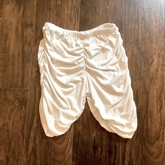 Rib Knit Ruched Seam Biker Shorts - Picture 1 of 3